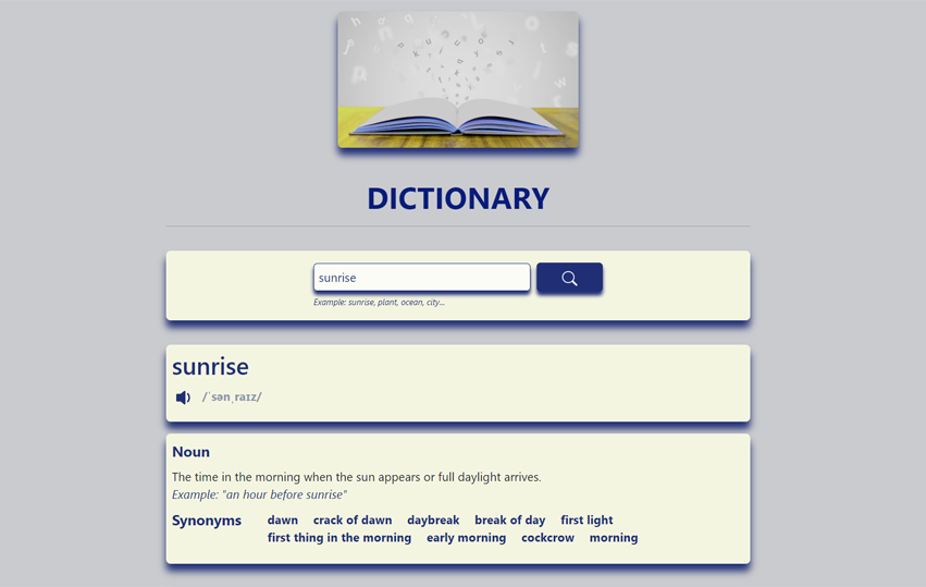 Dictionary App preview Dictionary App preview